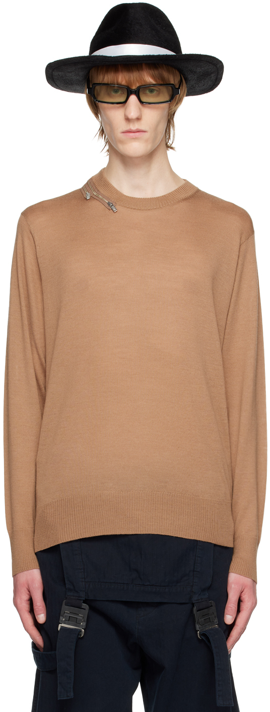 Beige Zip Sweater by UNDERCOVER on Sale