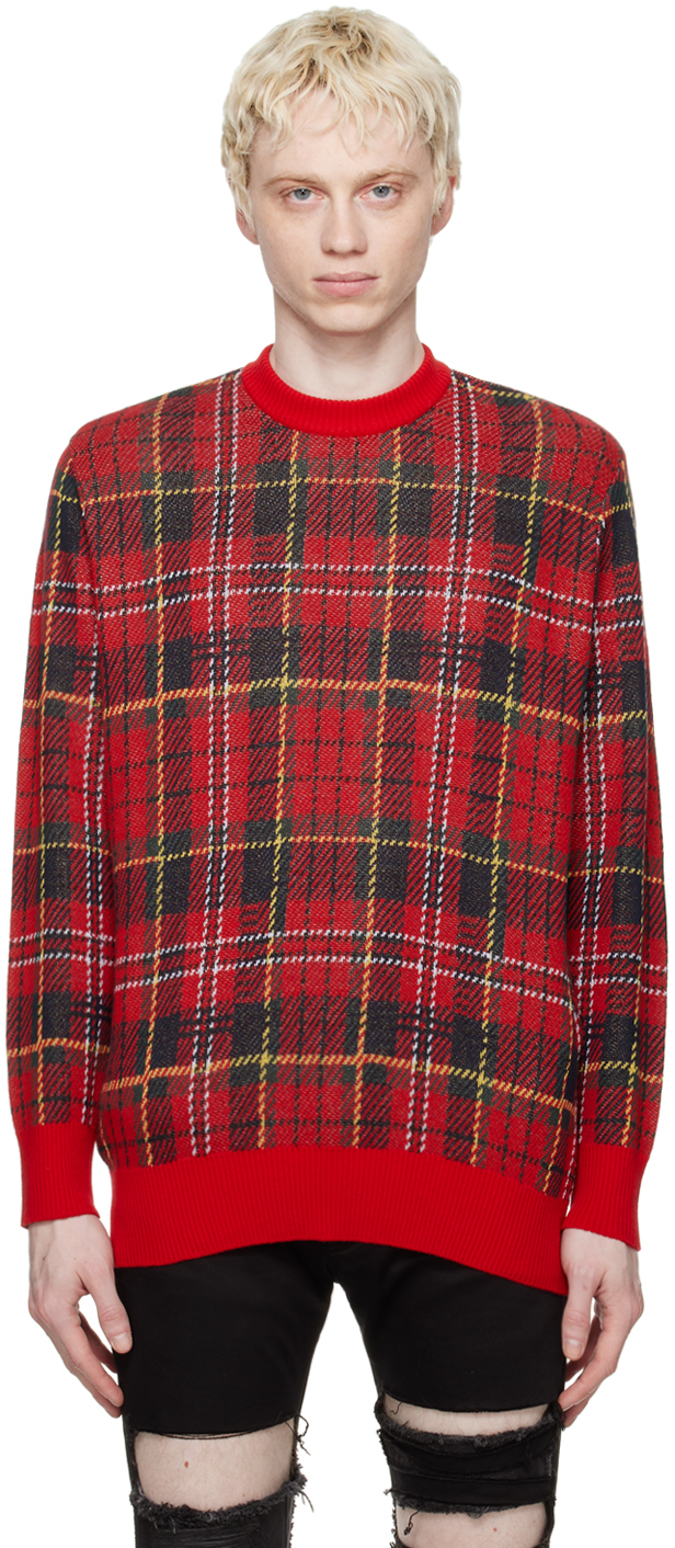 Undercover Cotton Check Jumper In Red Ck