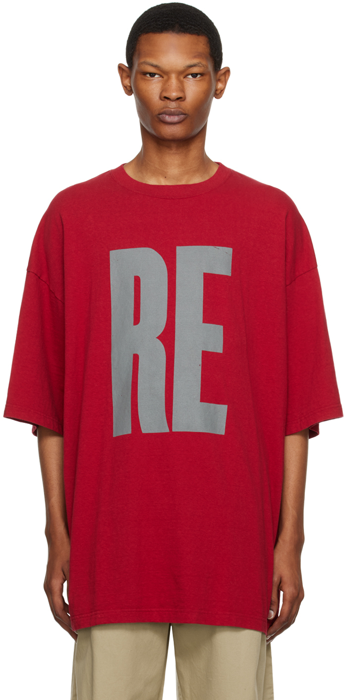 Shop Undercover Red Printed T-shirt In Dark Red