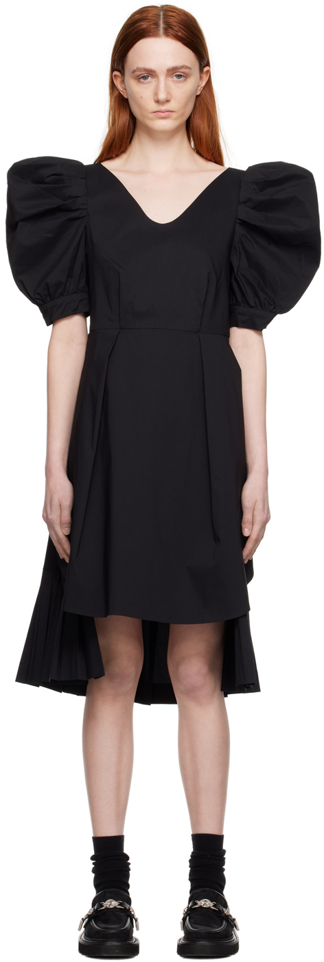 Minjukim Black Apron Midi Dress