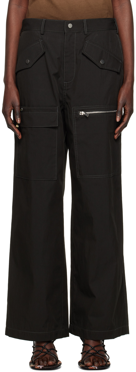 Shop Dion Lee Black Slouchy Trousers