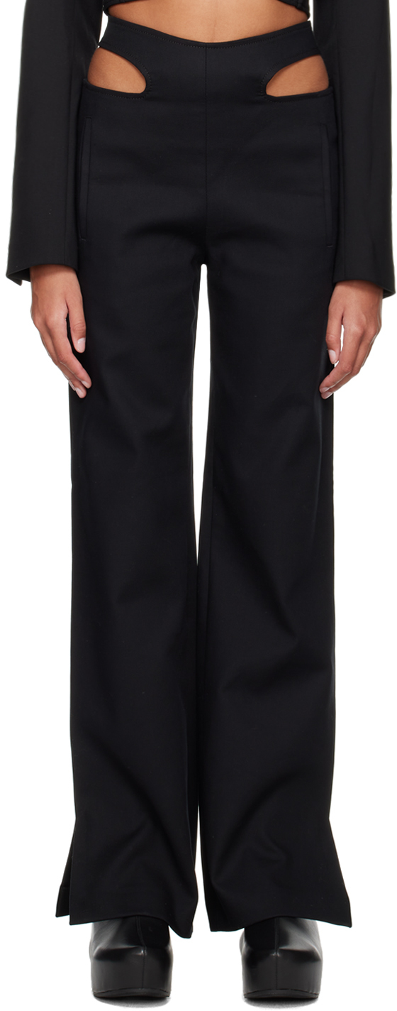 Black Y-Front Buckle Trousers by Dion Lee on Sale