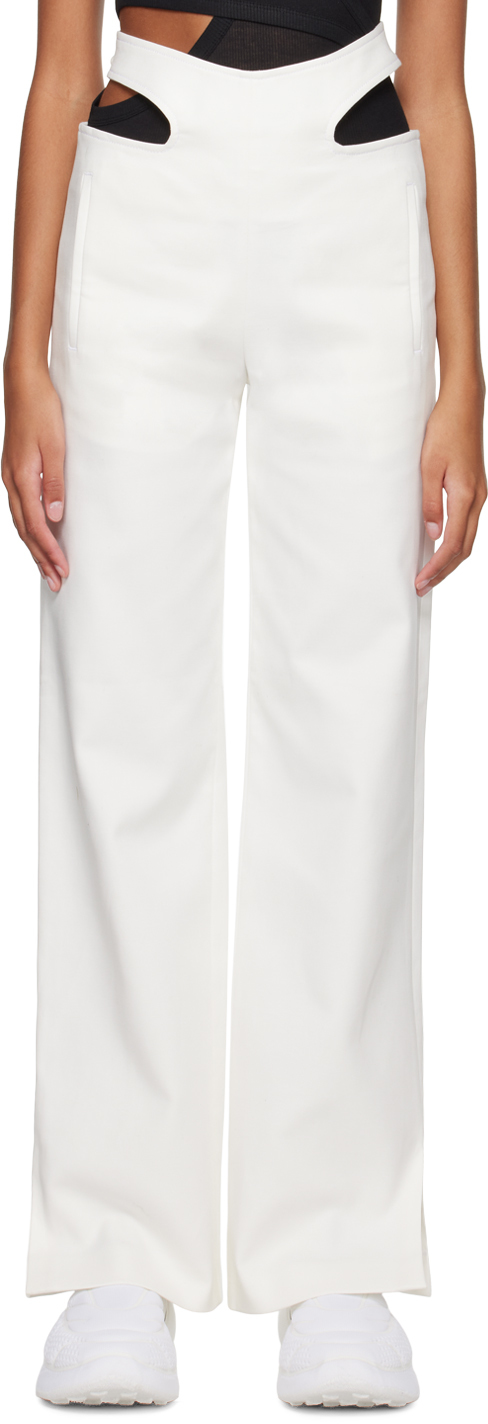 Dion Lee: White Y-Front Buckle Trousers | SSENSE