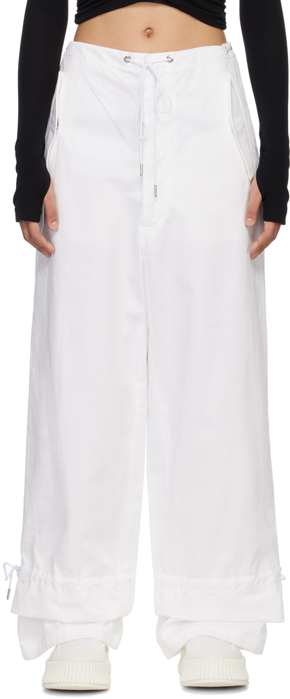 Shop Dion Lee White Eyelet Tie Trousers In Ivory