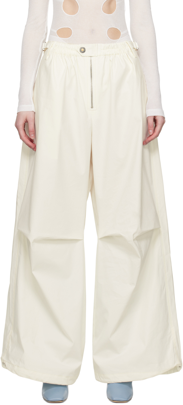 Dion Lee White Zip Trousers In Ivory