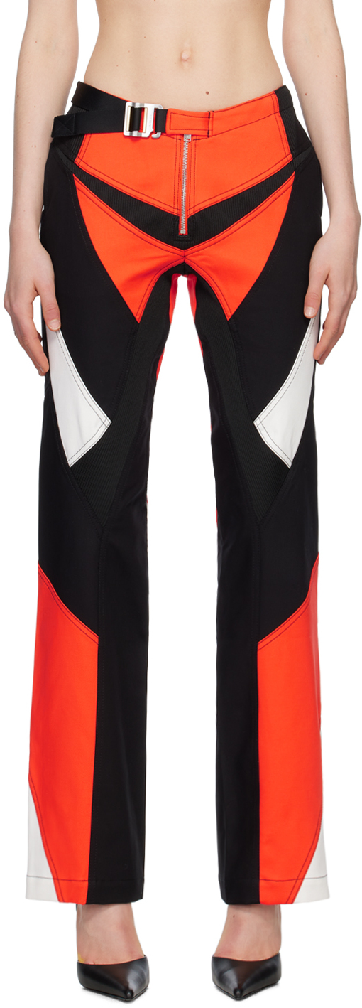 Dion Lee Black & Red Moto Panel Trousers