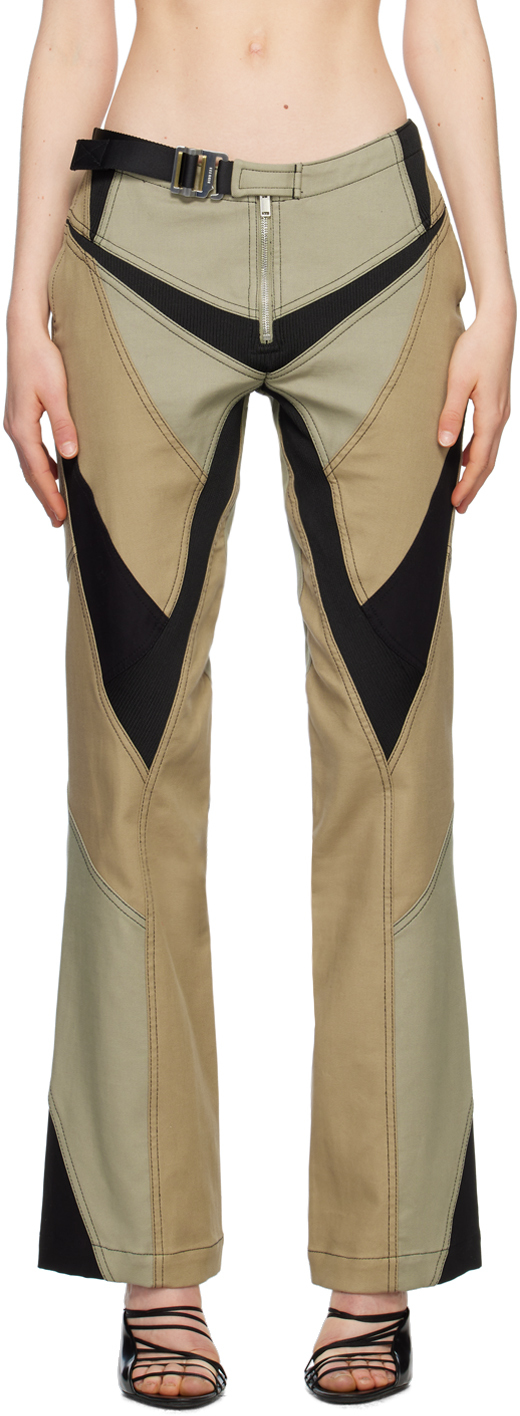 Dion Lee Beige & Khaki Moto Panel Trousers