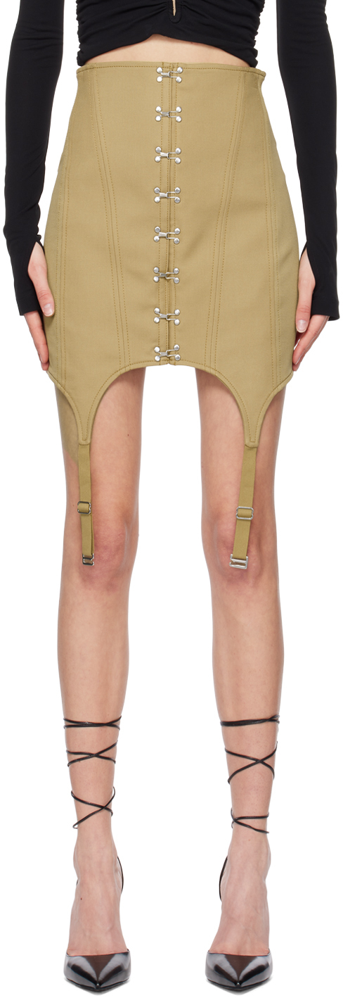 Dion Lee High-rise Cotton Miniskirt In Khaki