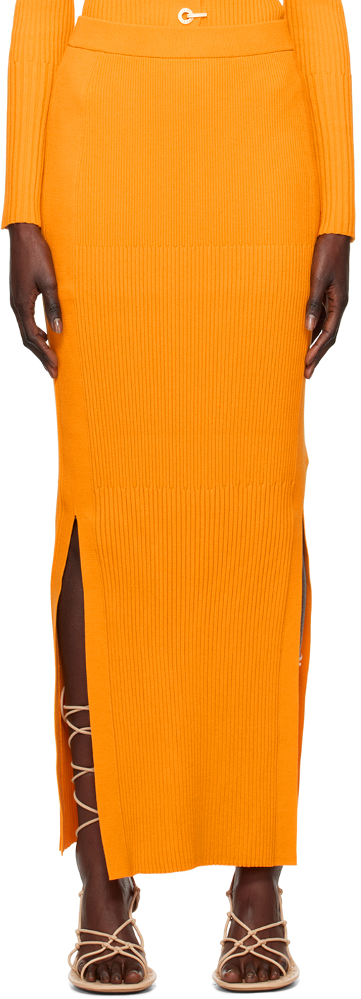 Dion Lee Yellow Gradient Maxi Skirt In Amber