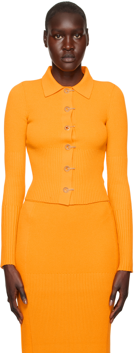 Dion Lee Yellow Gradient Cardigan In Amber