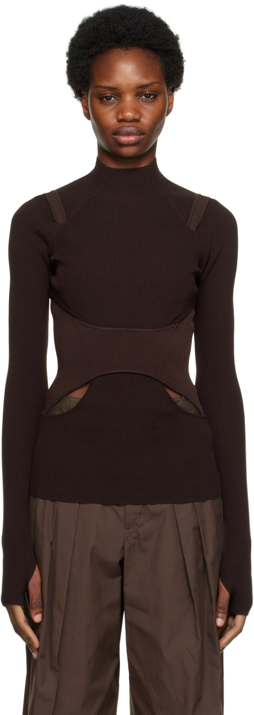 Dion Lee Interlink Skivvy Cut-out Sweater In Umber