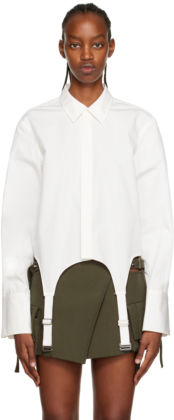 Dion Lee White Garter Shirt In Ivory