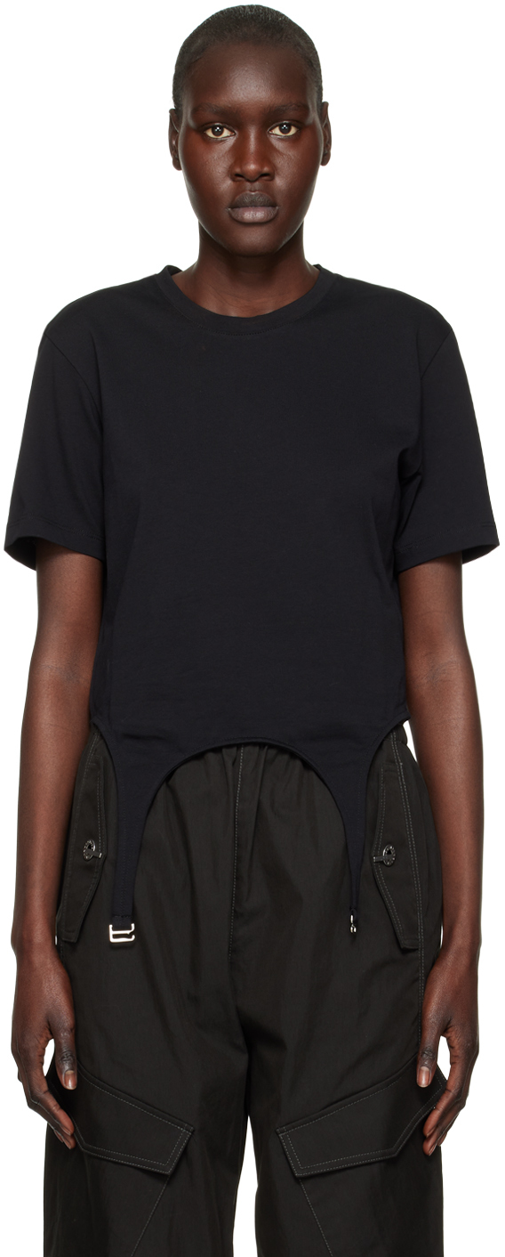 Shop Dion Lee Black Garter T-shirt