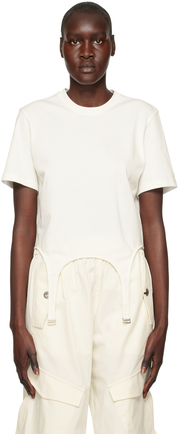 Dion Lee White Garter T-shirt In Ivory
