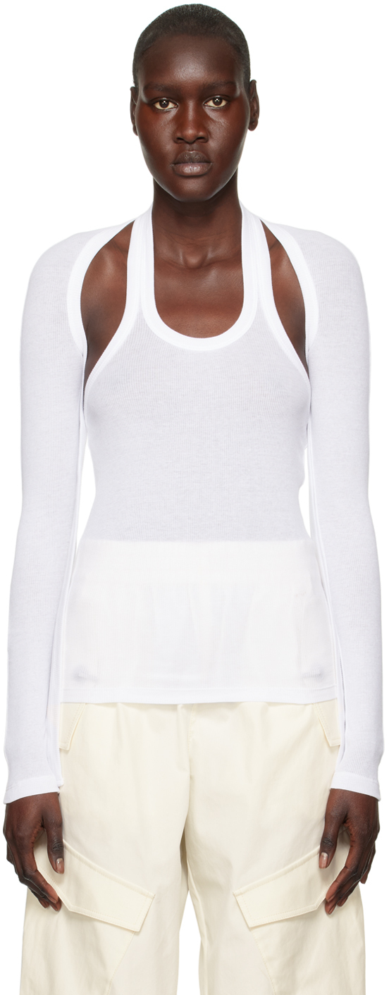Dion Lee White Modular Long Sleeve T-shirt In Ivory