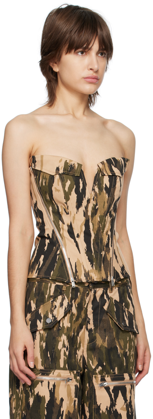 Shop Dion Lee Khaki V-wire Corset In Classic