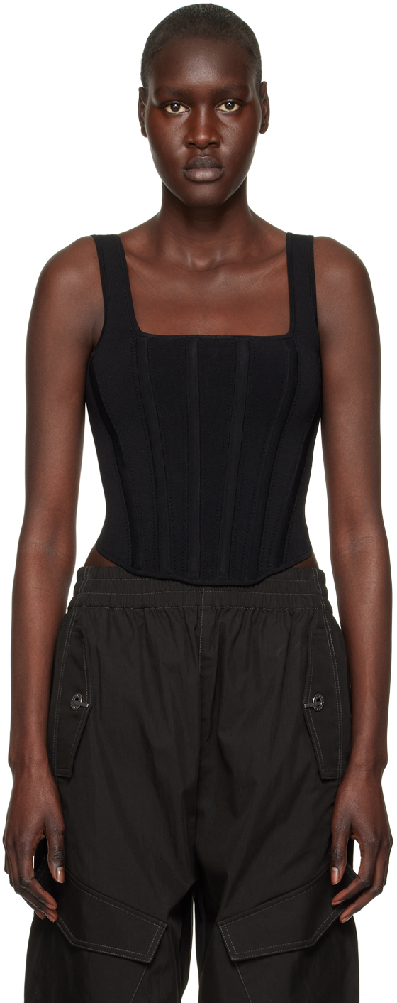 Dion Lee Black Powertulle Corset Tank Top