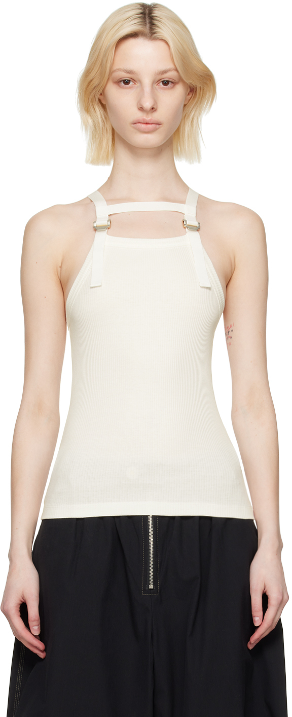 Dion Lee Safety-harness Ribbed Tank Top In Ivory