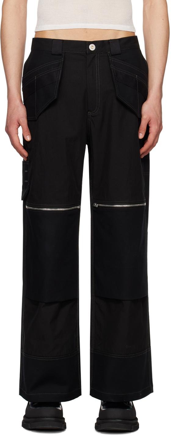 Dion Lee Black Straight-leg Cargo Trousers