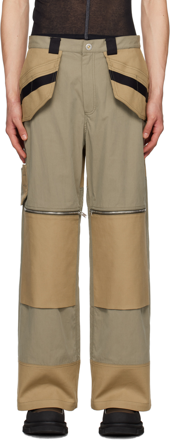 Dion Lee Taupe Straight-leg Cargo Trousers In Slate/sahara