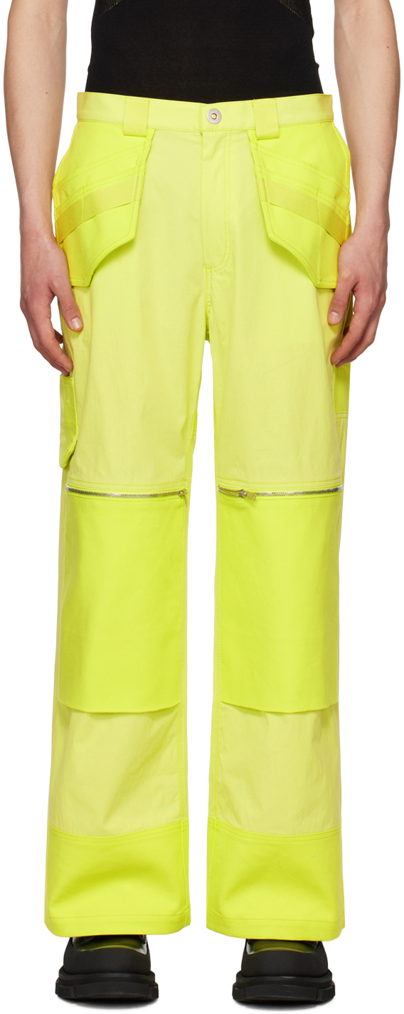 Yellow Straight-Leg Cargo Pants