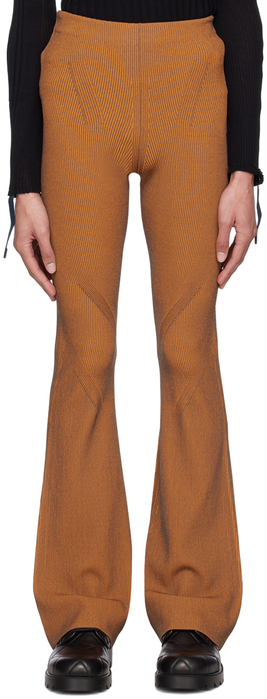 Dion Lee Orange Angled Rib Lounge Pants In Safety Orange / Mili