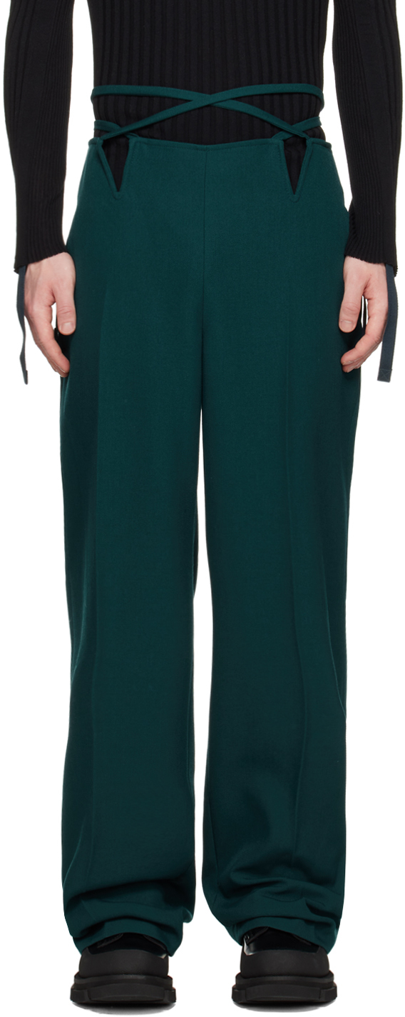 Dion Lee Green V-wire Trousers In Petrol