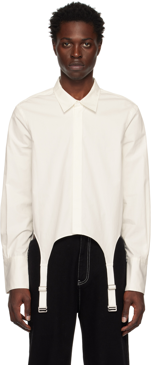 Dion Lee White Garter Long Sleeve Shirt In Ivory