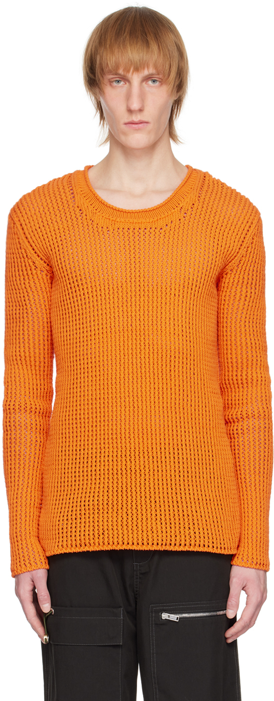 Dion Lee Orange Grid Sweater In Safety Orange