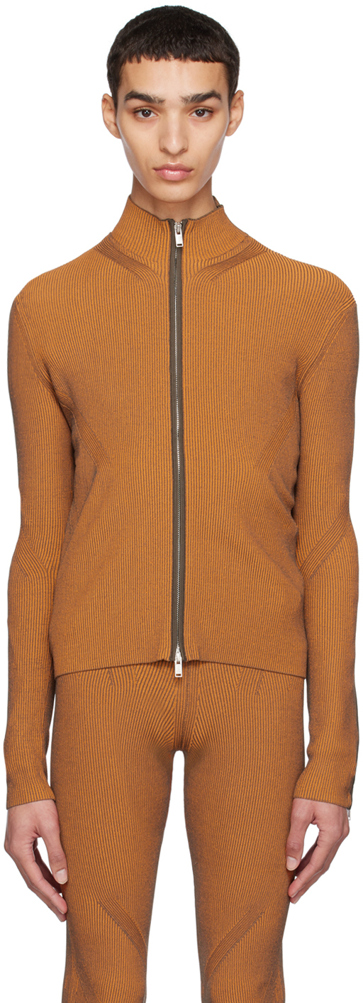 Orange Angled Rib Sweater