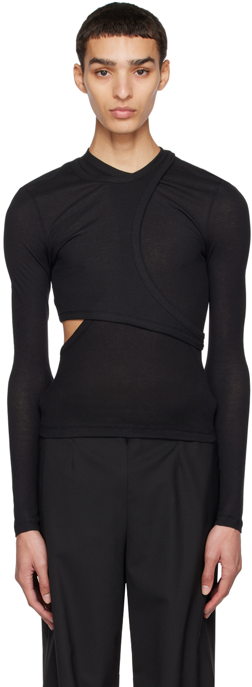 Black Modular Long Sleeve T-Shirt by Dion Lee on Sale