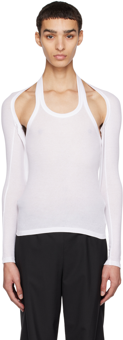 Dion Lee White Modular Halter Long Sleeve T-shirt