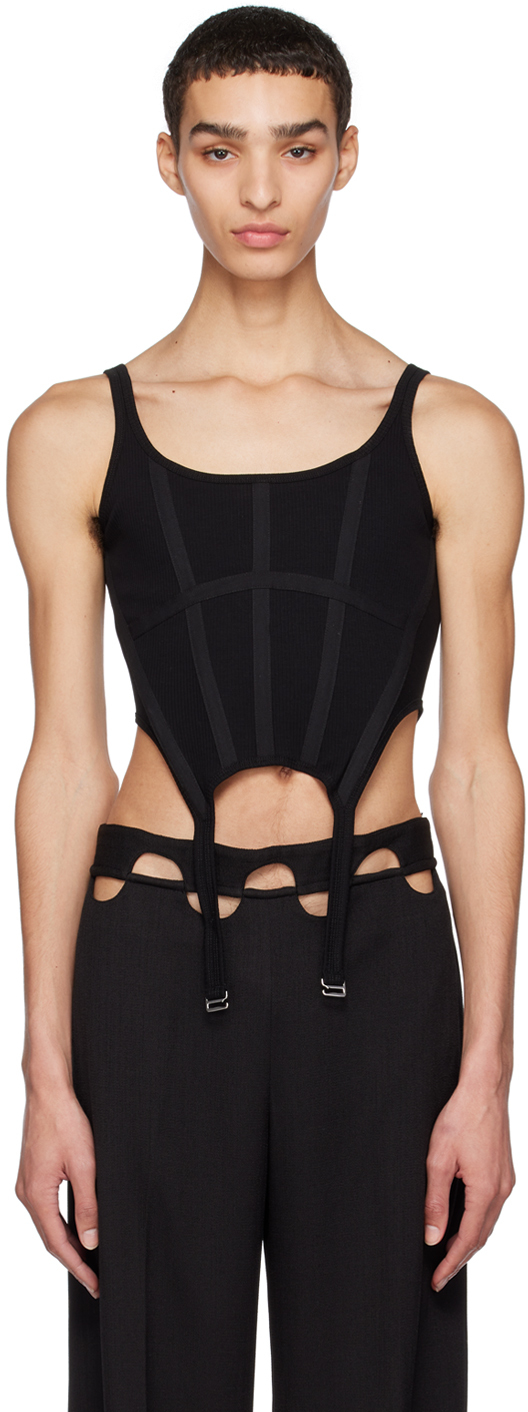 Black Combat Corset Tank Top by Dion Lee on Sale