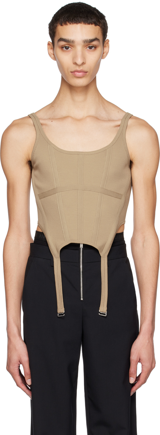 Dion Lee Taupe Combat Corset In Khaki