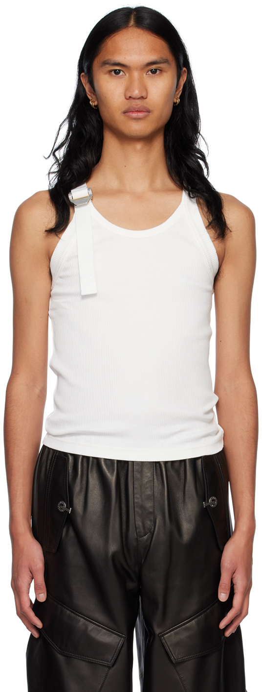 Dion Lee White Safety Slider Tank Top In Ivory