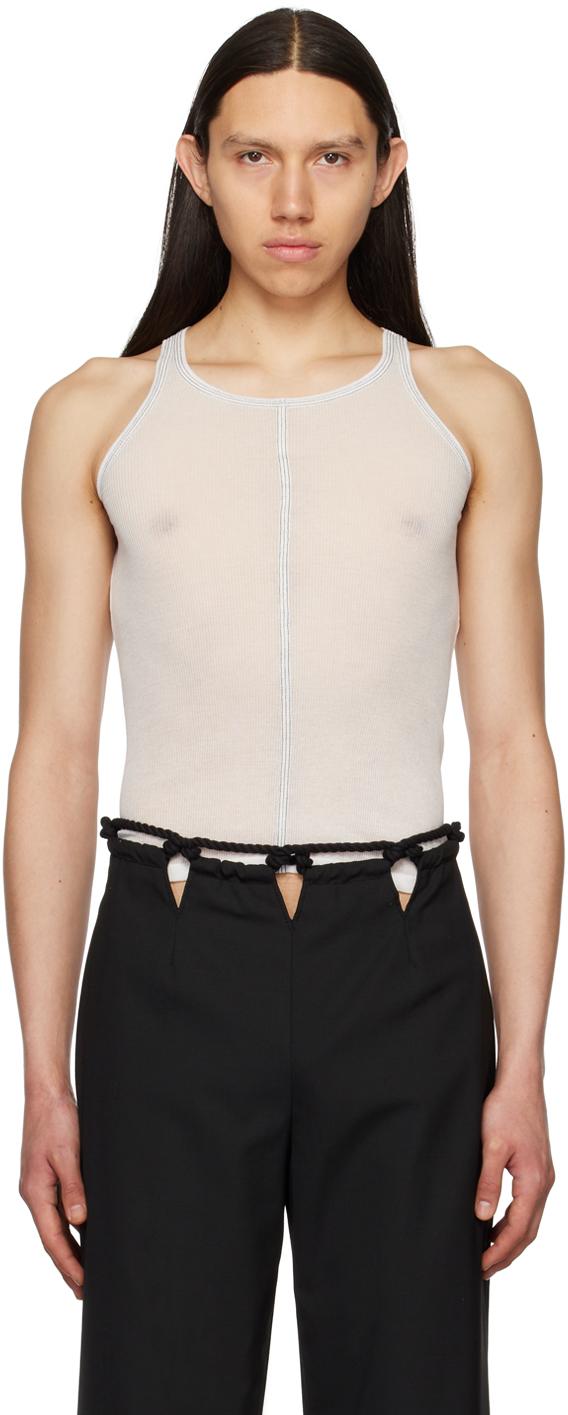 Dion Lee White Semi-sheer Tank Top In Ivory