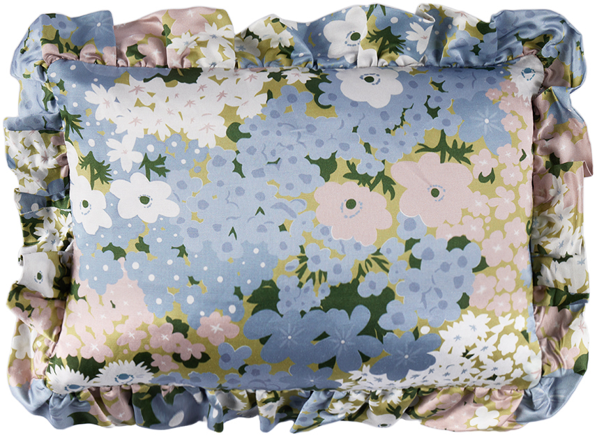 Tanner Fletcher Blue Floral Cushion In Multi Floral
