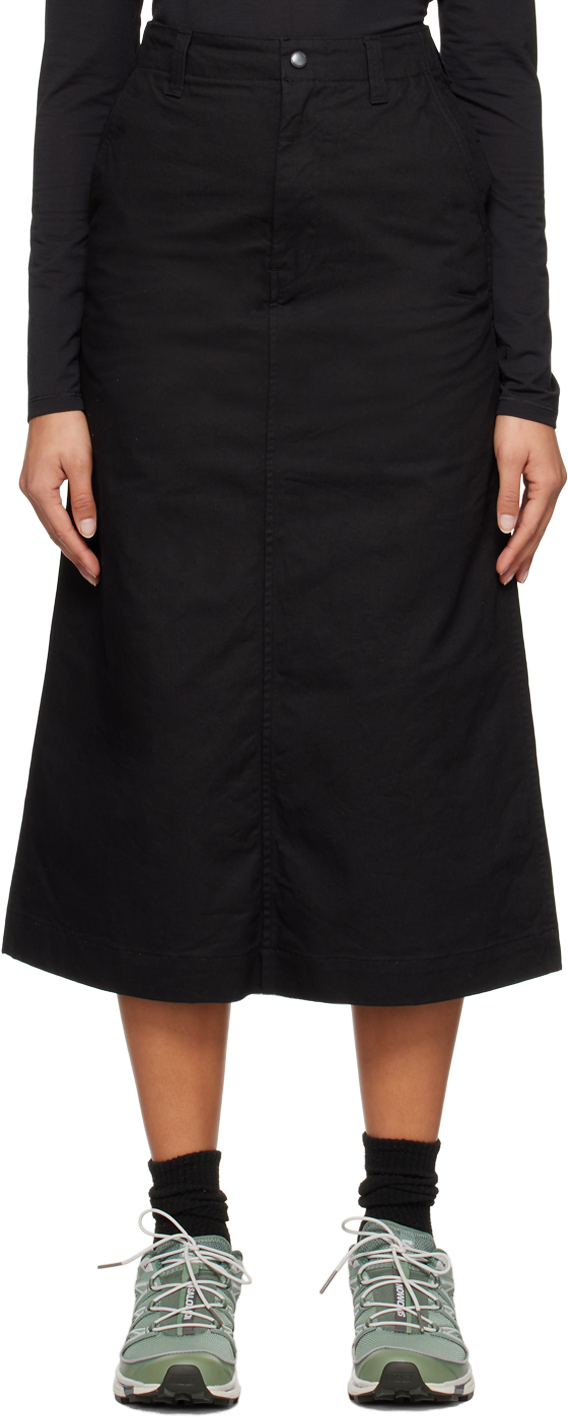 Black Takibi Chino Maxi Skirt