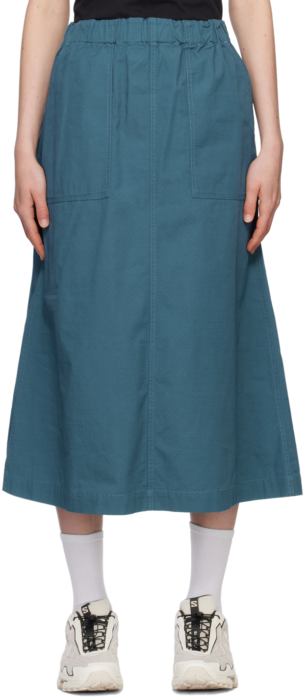 Navy Takibi Maxi Skirt