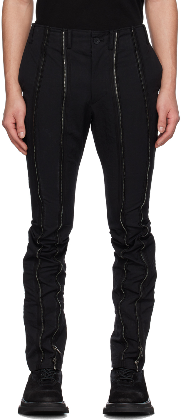 Julius Black Zipper Trousers SSENSE