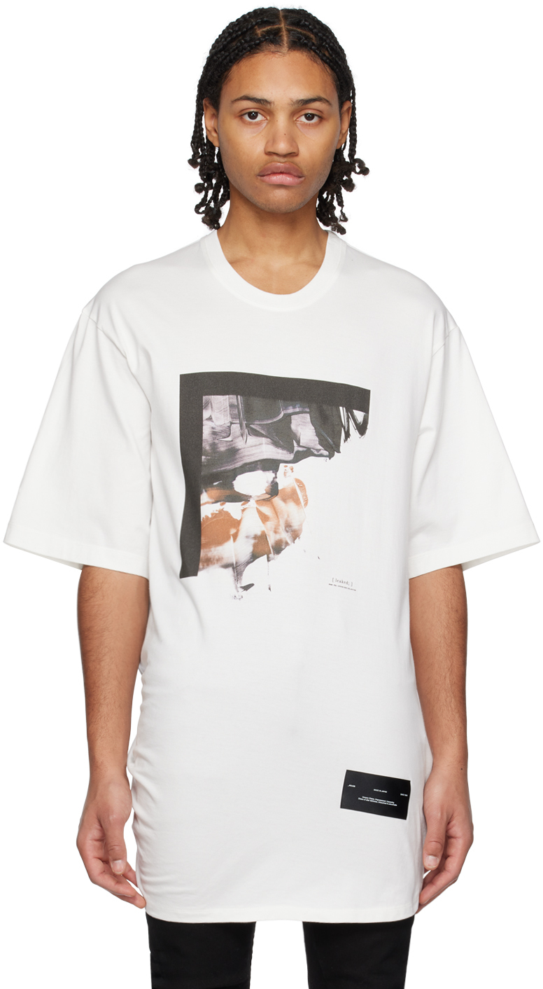 Julius Draped Graphic-print T-shirt In Off White