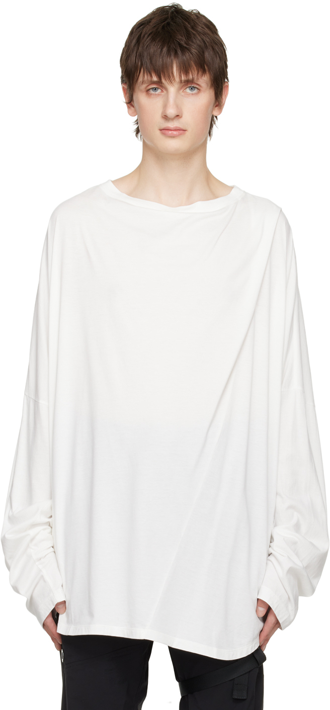 Julius Long-sleeve Cotton T-shirt In Off-white