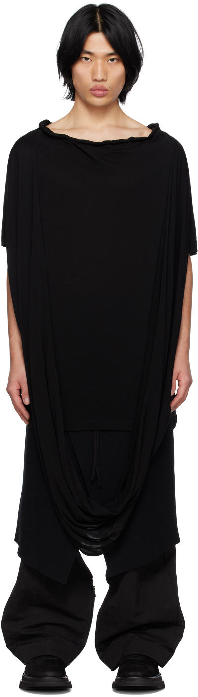 Julius: Black Draped T-Shirt | SSENSE