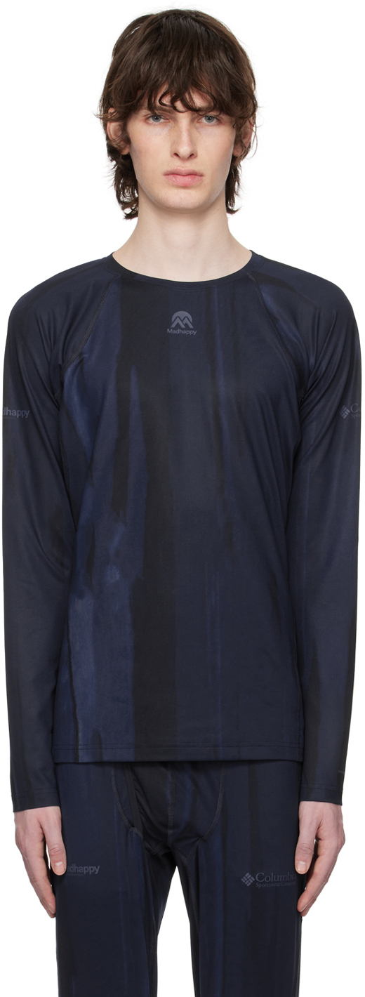 Madhappy Navy Columbia Edition Baselayer Long Sleeve T-shirt In Dark Nocturnal Print