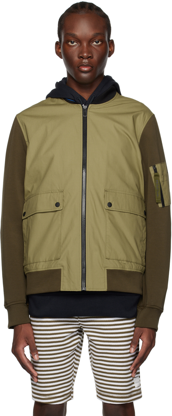Ps By Paul Smith Green Paneled Bomber Jacket In 35 Greens