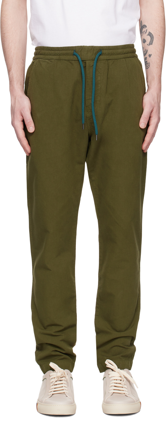 Shop Ps By Paul Smith Green Drawstring Trousers In 36 Greens