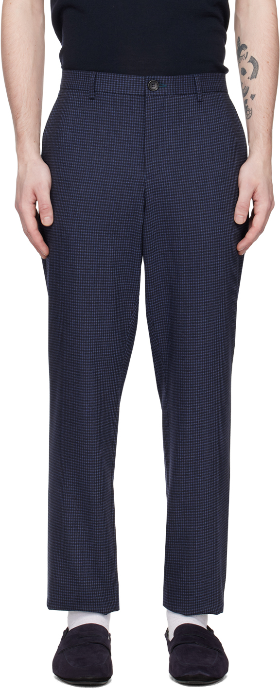 Ps By Paul Smith Blue Check Trousers In 43 Blues