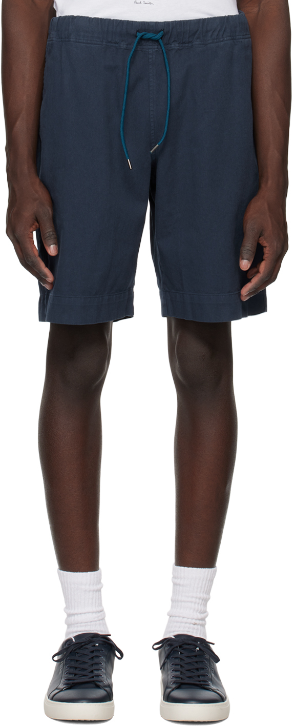 Navy Embroidered Shorts