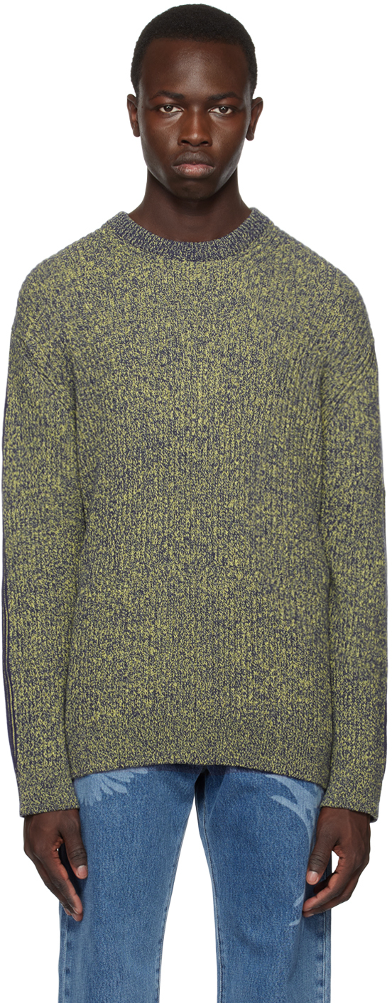 Ps By Paul Smith Ribbed Marled Jumper In Green