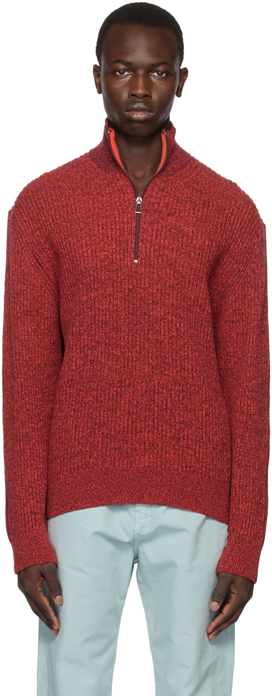 Ps By Paul Smith Red & Burgundy Marled Sweater In 28 Reds